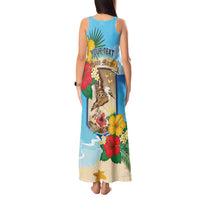 Personalized Collectivity of Saint Martin Tank Maxi Dress Hibiscus Flowers Tropical Beach - Wonder Print Shop