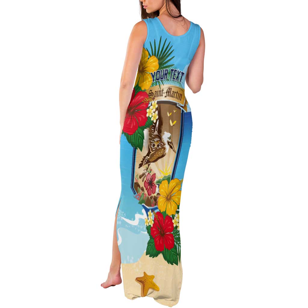 Personalized Collectivity of Saint Martin Tank Maxi Dress Hibiscus Flowers Tropical Beach - Wonder Print Shop