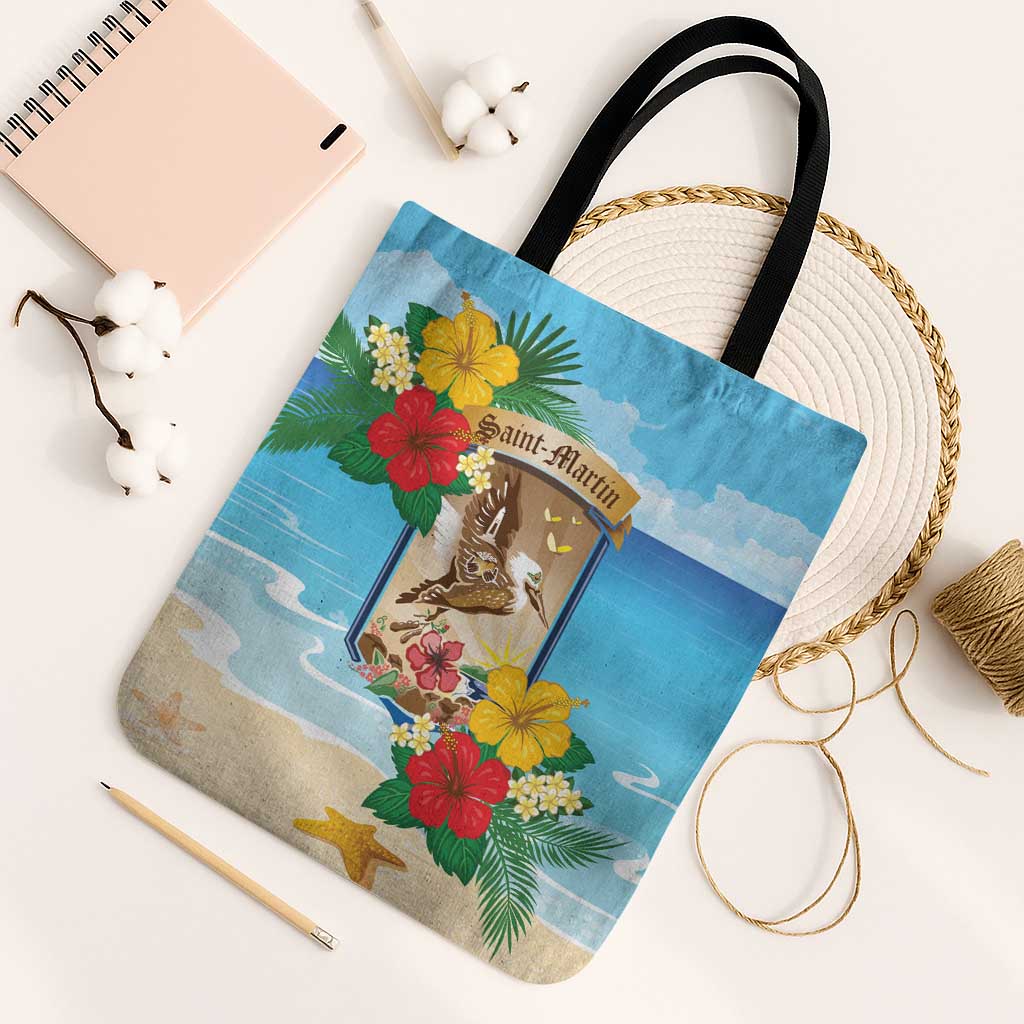 Collectivity of Saint Martin Tote Bag Hibiscus Flowers Tropical Beach - Wonder Print Shop