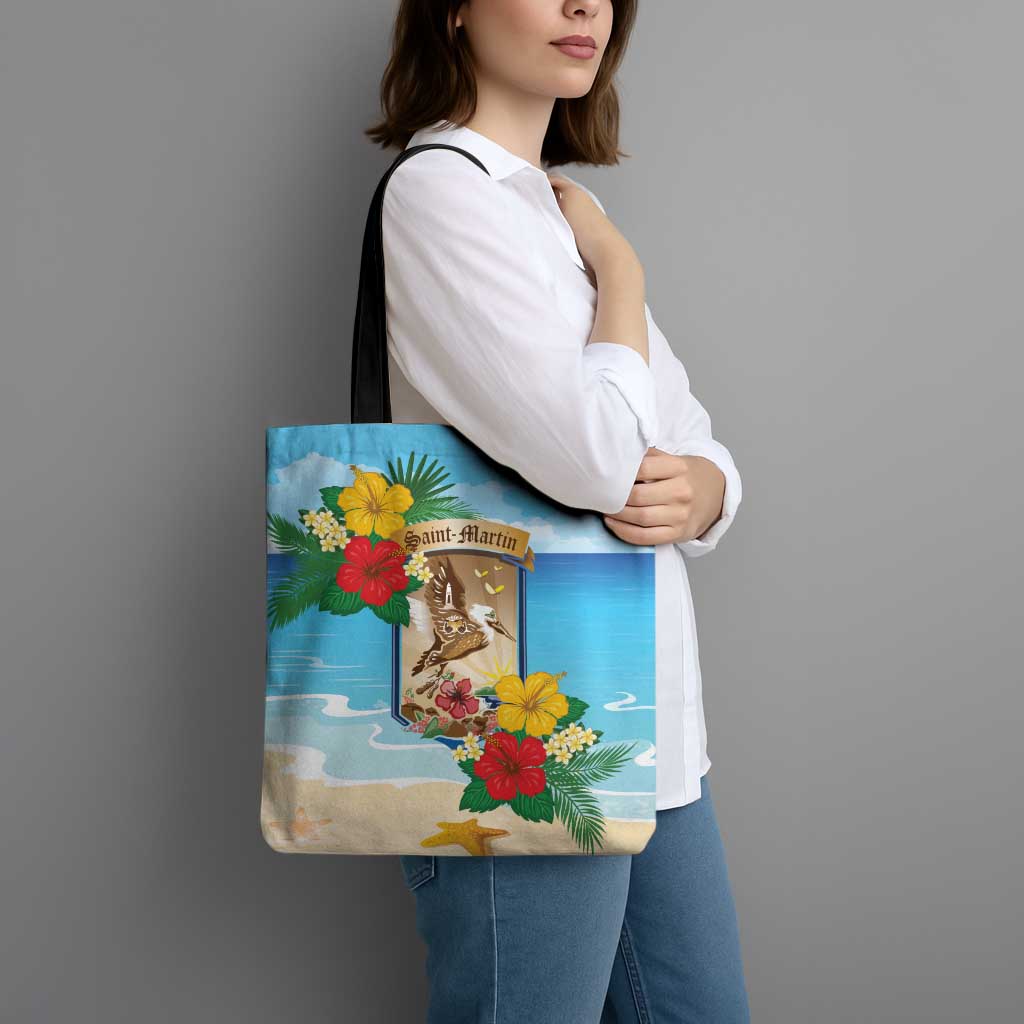 Collectivity of Saint Martin Tote Bag Hibiscus Flowers Tropical Beach - Wonder Print Shop