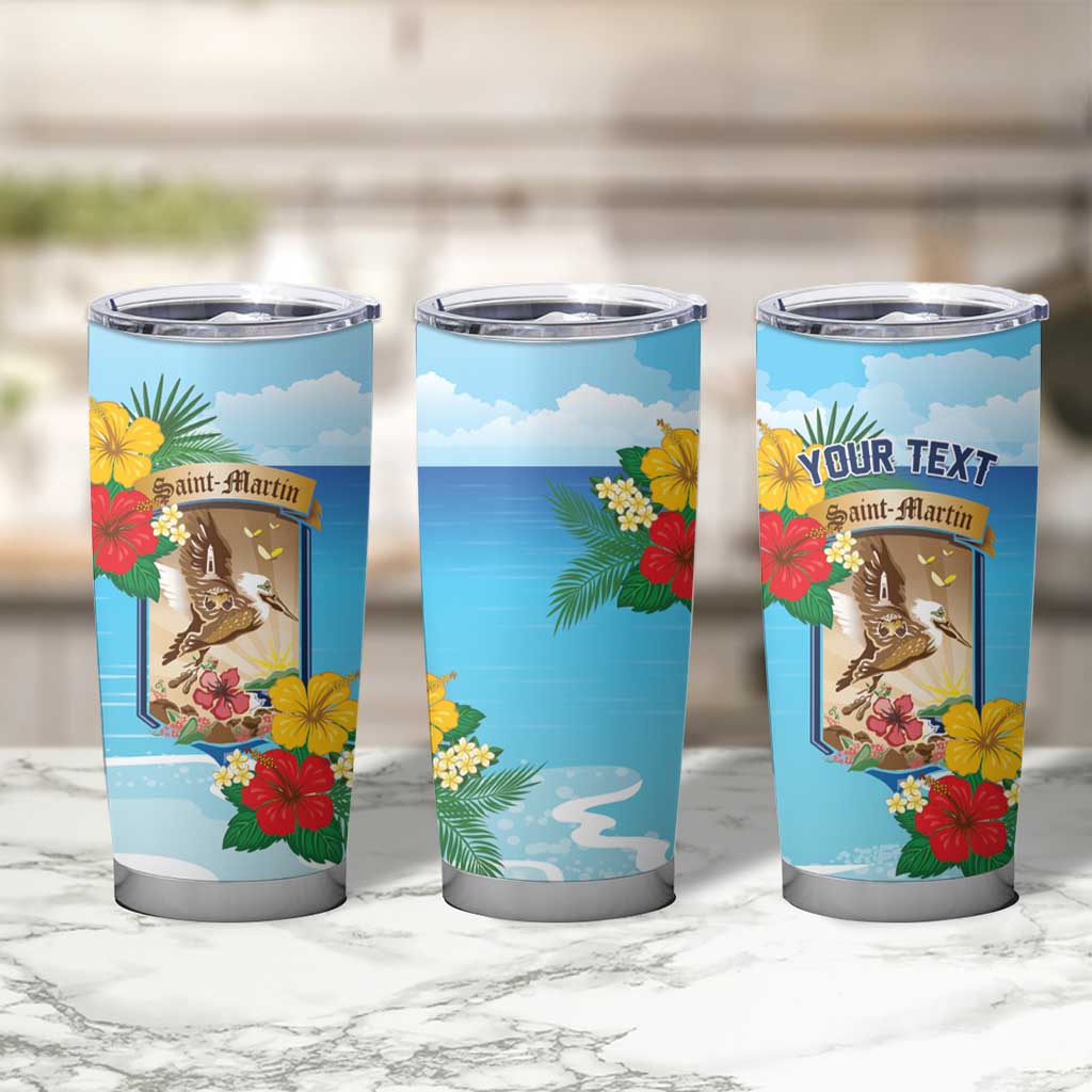 Personalized Collectivity of Saint Martin Tumbler Cup Hibiscus Flowers Tropical Beach - Wonder Print Shop