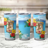 Personalized Collectivity of Saint Martin Tumbler Cup Hibiscus Flowers Tropical Beach - Wonder Print Shop