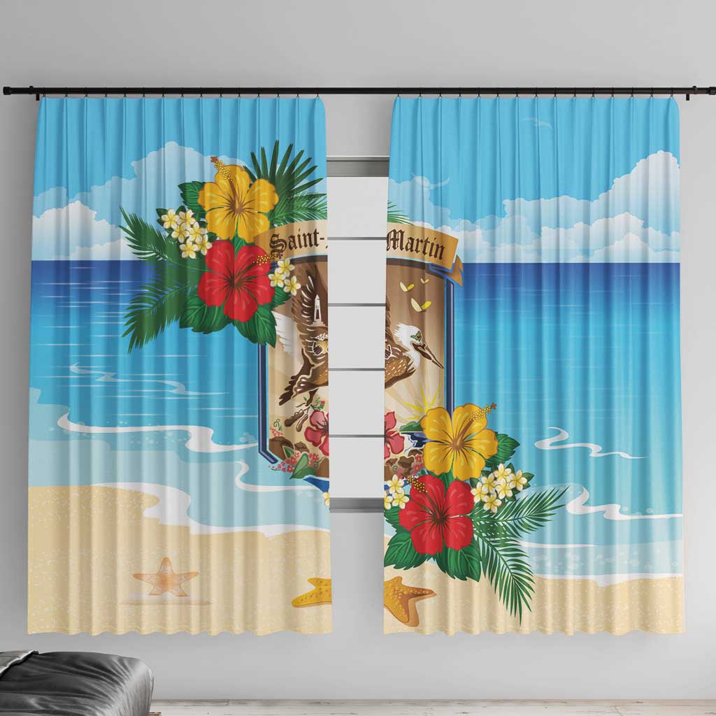 Collectivity of Saint Martin Window Curtain Hibiscus Flowers Tropical Beach - Wonder Print Shop
