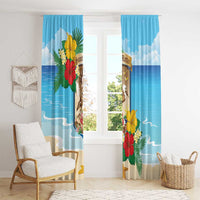 Collectivity of Saint Martin Window Curtain Hibiscus Flowers Tropical Beach - Wonder Print Shop