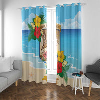 Collectivity of Saint Martin Window Curtain Hibiscus Flowers Tropical Beach - Wonder Print Shop