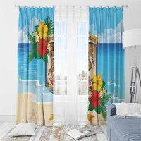 Collectivity of Saint Martin Window Curtain Hibiscus Flowers Tropical Beach - Wonder Print Shop