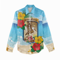 Personalized Collectivity of Saint Martin Women Casual Shirt Hibiscus Flowers Tropical Beach - Wonder Print Shop
