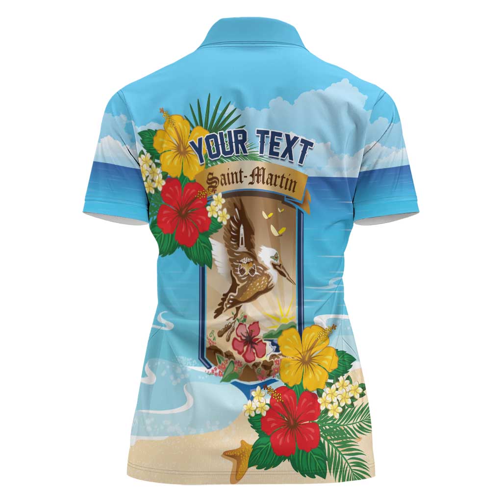 Personalized Collectivity of Saint Martin Women Polo Shirt Hibiscus Flowers Tropical Beach - Wonder Print Shop