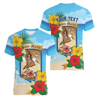 Personalized Collectivity of Saint Martin Women V-Neck T-Shirt Hibiscus Flowers Tropical Beach - Wonder Print Shop