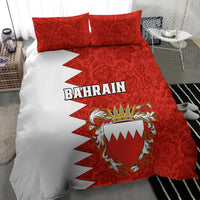 Bahrain Independence Day Bedding Set Bahrayn Coat Of Arms Floral Pattern - Wonder Print Shop