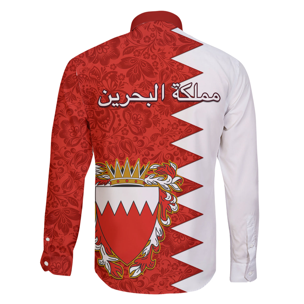 Bahrain Independence Day Family Matching Short Sleeve Bodycon Dress and Hawaiian Shirt Bahrayn Coat Of Arms Floral Pattern - Wonder Print Shop