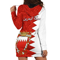 Bahrain Independence Day Hoodie Dress Bahrayn Coat Of Arms Floral Pattern - Wonder Print Shop