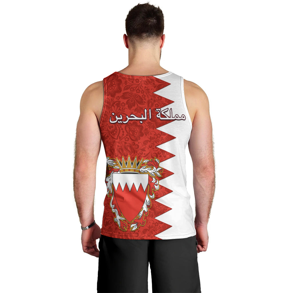 Bahrain Independence Day Men Tank Top Bahrayn Coat Of Arms Floral Pattern - Wonder Print Shop