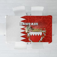 Bahrain Independence Day Tablecloth Bahrayn Coat Of Arms Floral Pattern - Wonder Print Shop