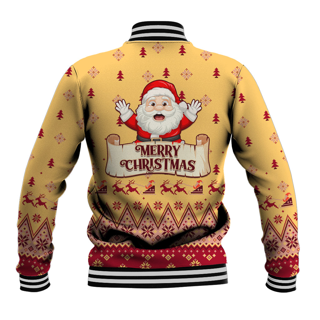 New Jersey Christmas Baseball Jacket Cheerful Santa Claus Xmas Pattern - Wonder Print Shop