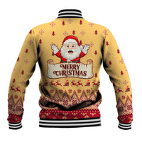 New Jersey Christmas Baseball Jacket Cheerful Santa Claus Xmas Pattern - Wonder Print Shop