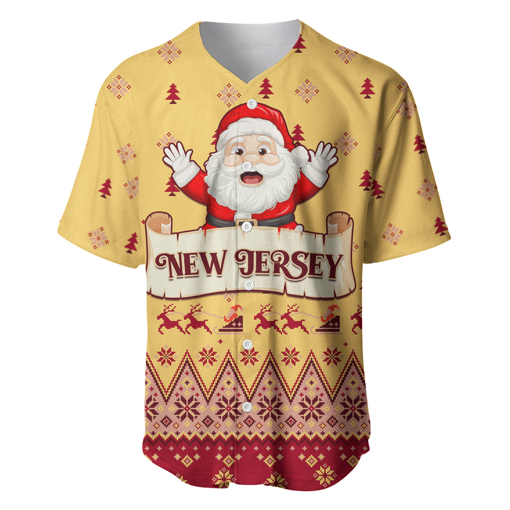 New Jersey Christmas Baseball Jersey Cheerful Santa Claus Xmas Pattern - Wonder Print Shop