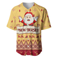 New Jersey Christmas Baseball Jersey Cheerful Santa Claus Xmas Pattern - Wonder Print Shop