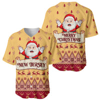 New Jersey Christmas Baseball Jersey Cheerful Santa Claus Xmas Pattern - Wonder Print Shop