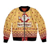 New Jersey Christmas Bomber Jacket Cheerful Santa Claus Xmas Pattern - Wonder Print Shop