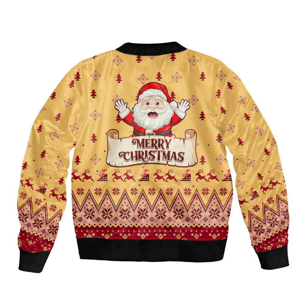 New Jersey Christmas Bomber Jacket Cheerful Santa Claus Xmas Pattern - Wonder Print Shop