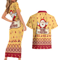 New Jersey Christmas Couples Matching Short Sleeve Bodycon Dress and Hawaiian Shirt Cheerful Santa Claus Xmas Pattern - Wonder Print Shop