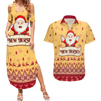 New Jersey Christmas Couples Matching Summer Maxi Dress and Hawaiian Shirt Cheerful Santa Claus Xmas Pattern - Wonder Print Shop