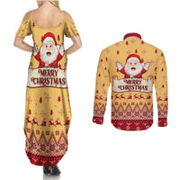 New Jersey Christmas Couples Matching Summer Maxi Dress and Long Sleeve Button Shirt Cheerful Santa Claus Xmas Pattern - Wonder Print Shop