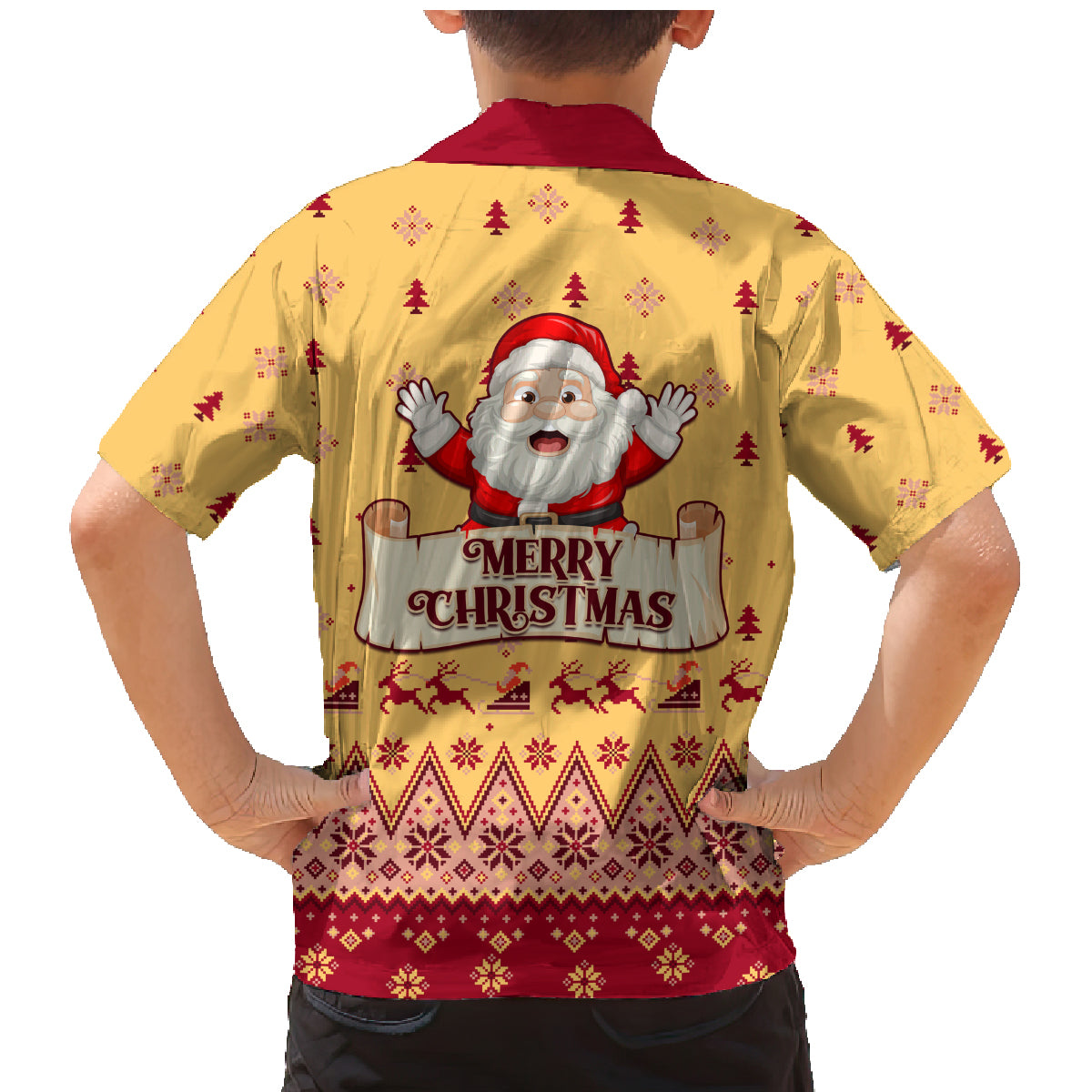 New Jersey Christmas Family Matching Mermaid Dress and Hawaiian Shirt Cheerful Santa Claus Xmas Pattern - Wonder Print Shop