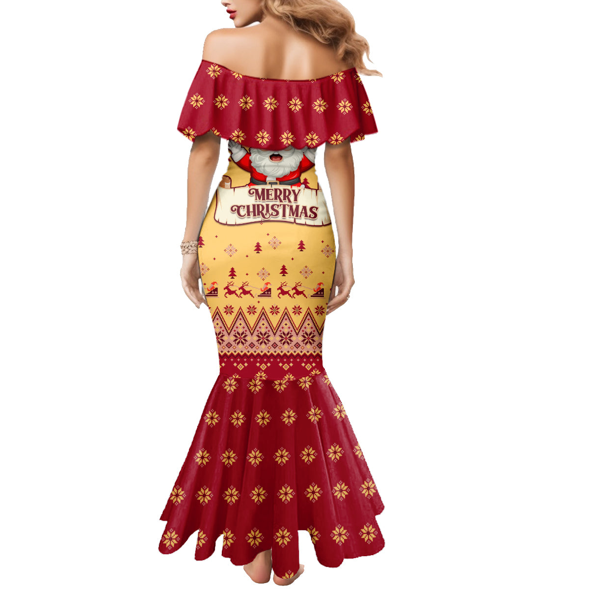 New Jersey Christmas Family Matching Mermaid Dress and Hawaiian Shirt Cheerful Santa Claus Xmas Pattern - Wonder Print Shop