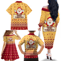 New Jersey Christmas Family Matching Off Shoulder Long Sleeve Dress and Hawaiian Shirt Cheerful Santa Claus Xmas Pattern - Wonder Print Shop