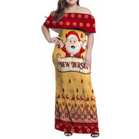New Jersey Christmas Family Matching Off Shoulder Maxi Dress and Hawaiian Shirt Cheerful Santa Claus Xmas Pattern - Wonder Print Shop