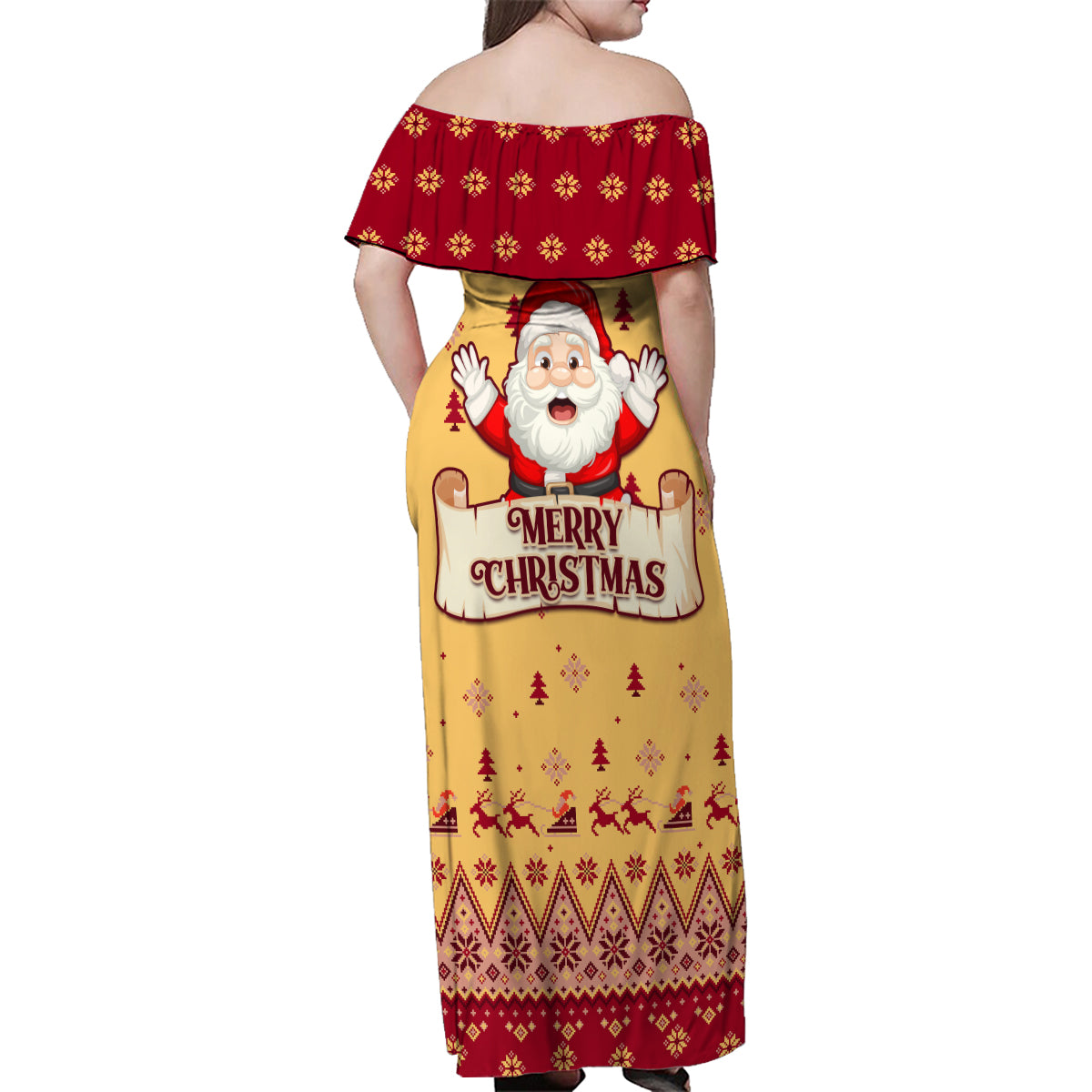 New Jersey Christmas Family Matching Off Shoulder Maxi Dress and Hawaiian Shirt Cheerful Santa Claus Xmas Pattern - Wonder Print Shop
