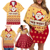 New Jersey Christmas Family Matching Off Shoulder Short Dress and Hawaiian Shirt Cheerful Santa Claus Xmas Pattern - Wonder Print Shop