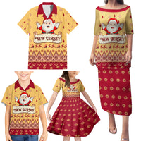 New Jersey Christmas Family Matching Puletasi Dress and Hawaiian Shirt Cheerful Santa Claus Xmas Pattern - Wonder Print Shop