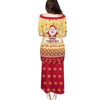 New Jersey Christmas Family Matching Puletasi Dress and Hawaiian Shirt Cheerful Santa Claus Xmas Pattern - Wonder Print Shop