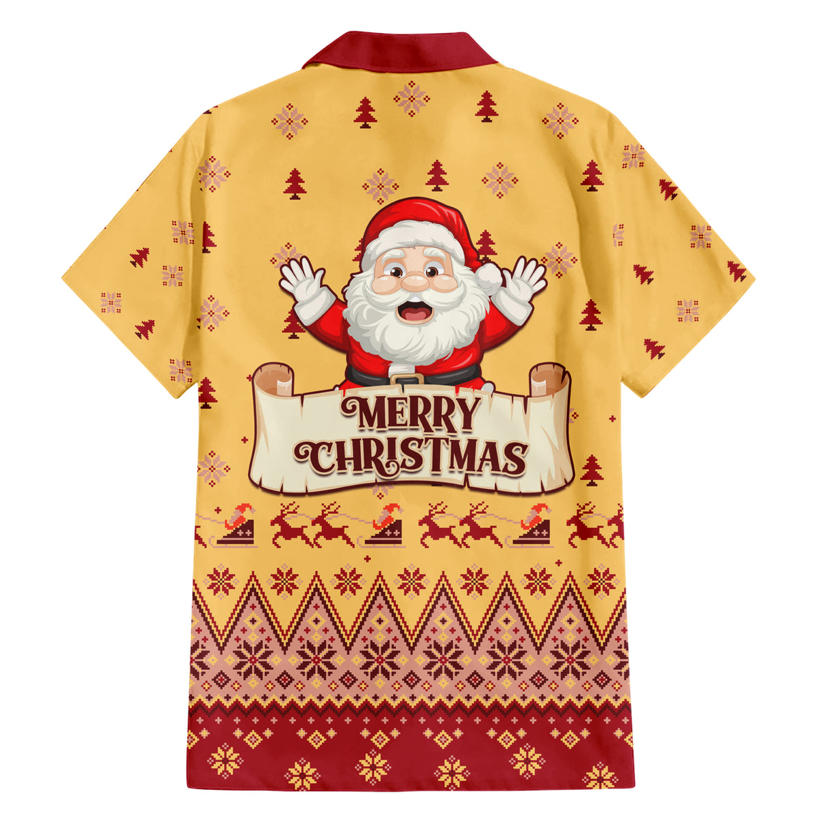 New Jersey Christmas Family Matching Short Sleeve Bodycon Dress and Hawaiian Shirt Cheerful Santa Claus Xmas Pattern - Wonder Print Shop