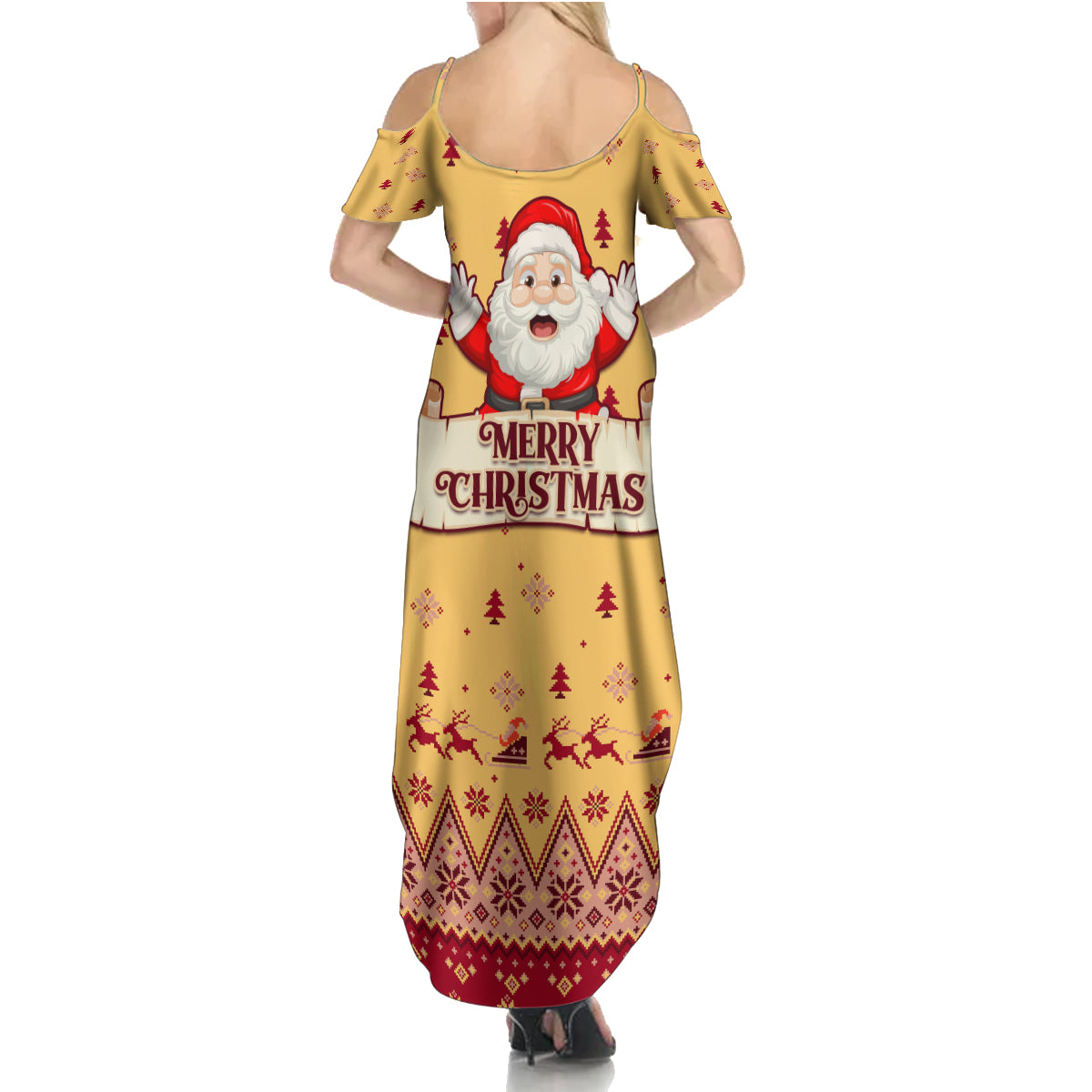 New Jersey Christmas Family Matching Summer Maxi Dress and Hawaiian Shirt Cheerful Santa Claus Xmas Pattern - Wonder Print Shop