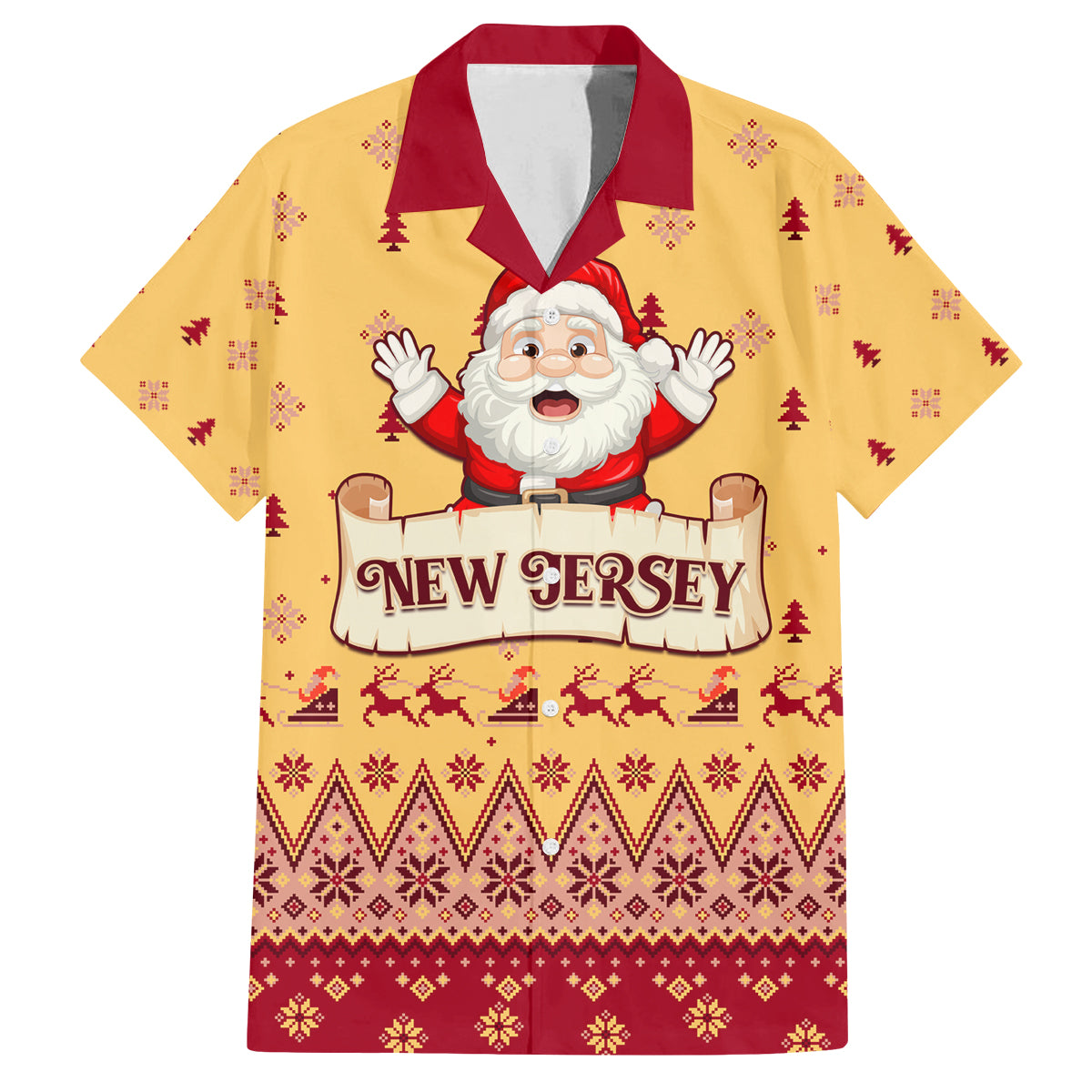 New Jersey Christmas Family Matching Tank Maxi Dress and Hawaiian Shirt Cheerful Santa Claus Xmas Pattern - Wonder Print Shop