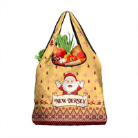 New Jersey Christmas Grocery Bag Cheerful Santa Claus Xmas Pattern