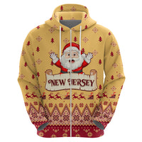 New Jersey Christmas Hoodie Cheerful Santa Claus Xmas Pattern - Wonder Print Shop