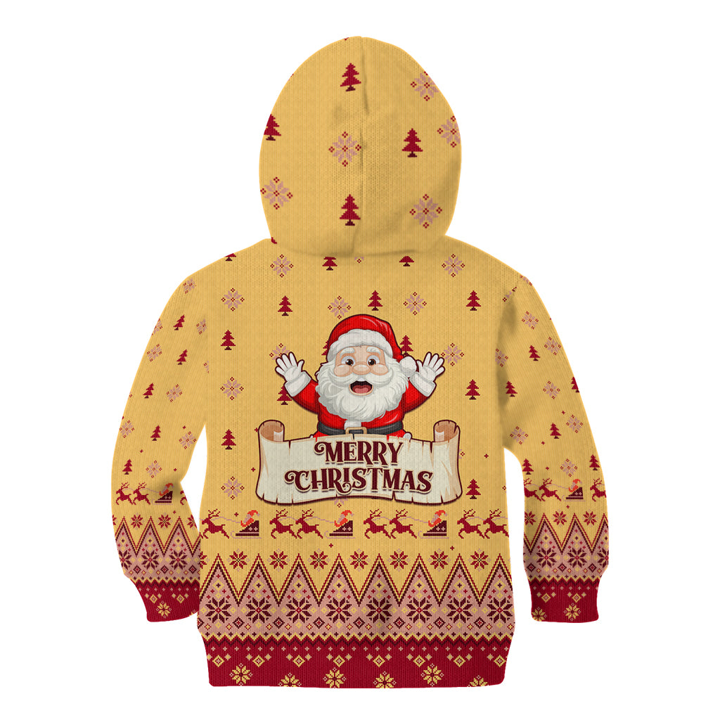 New Jersey Christmas Kid Hoodie Cheerful Santa Claus Xmas Pattern - Wonder Print Shop
