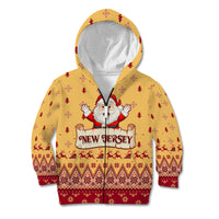 New Jersey Christmas Kid Hoodie Cheerful Santa Claus Xmas Pattern - Wonder Print Shop