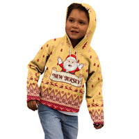 New Jersey Christmas Kid Hoodie Cheerful Santa Claus Xmas Pattern - Wonder Print Shop