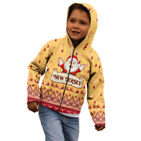 New Jersey Christmas Kid Hoodie Cheerful Santa Claus Xmas Pattern - Wonder Print Shop