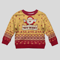 New Jersey Christmas Kid Ugly Christmas Sweater Cheerful Santa Claus Xmas Pattern - Wonder Print Shop