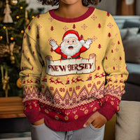 New Jersey Christmas Kid Ugly Christmas Sweater Cheerful Santa Claus Xmas Pattern - Wonder Print Shop