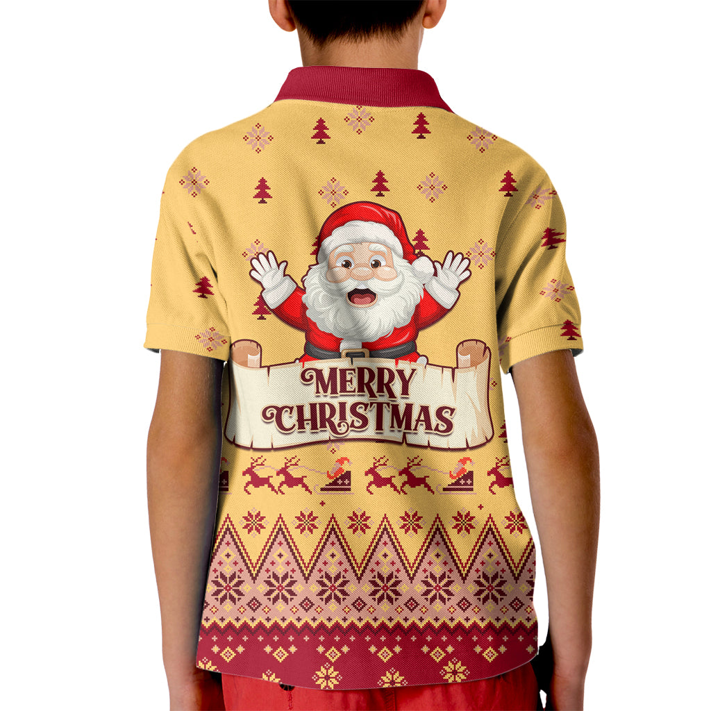 New Jersey Christmas Kid Polo Shirt Cheerful Santa Claus Xmas Pattern - Wonder Print Shop