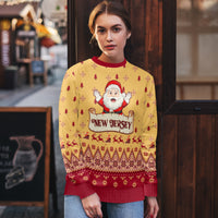 New Jersey Christmas Ugly Christmas Sweater Cheerful Santa Claus Xmas Pattern - Wonder Print Shop