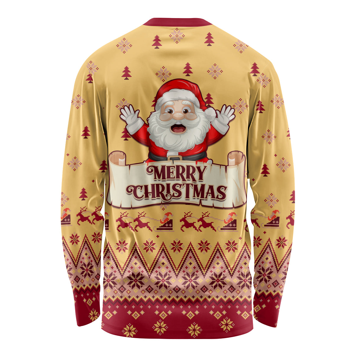 New Jersey Christmas Long Sleeve Shirt Cheerful Santa Claus Xmas Pattern - Wonder Print Shop